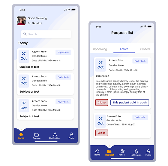 Provider app dark default &mdash; Request queue screen