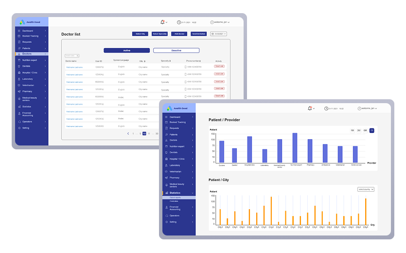 Admin portal &mdash; Doctor management screen