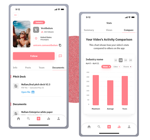 Pitch app screens