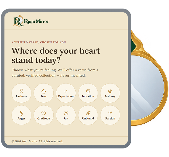 Rumi Mirror introduction, the category home beside an ornate mirror